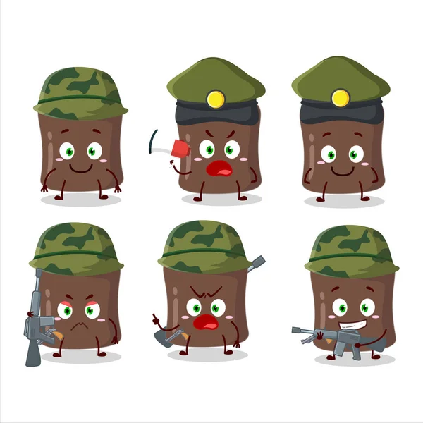 Okouzlující Voják Čokoláda Marshmallow Kreslený Obrázek Přinést Zbraň Stroj Vektorová — Stockový vektor