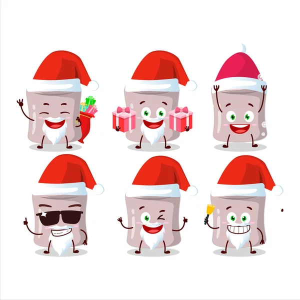 Emoticon Babbo Natale Con Personaggio Dei Cartoni Animati Marshmallow Alla — Vettoriale Stock