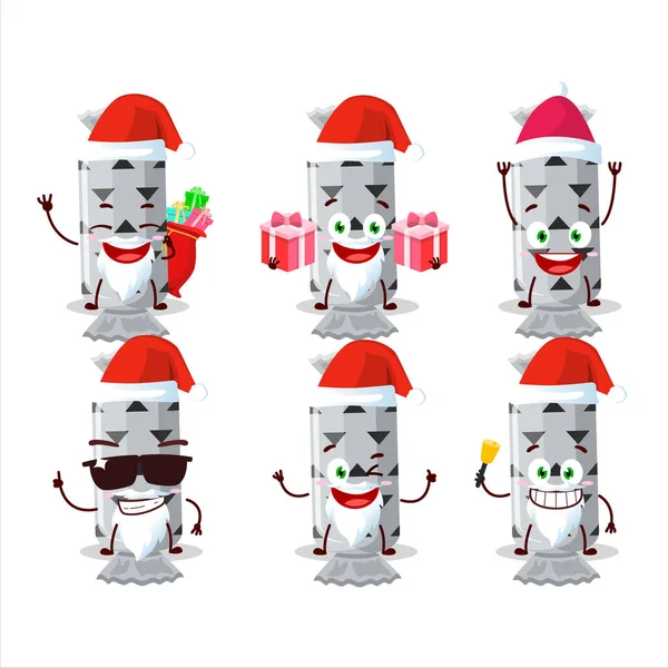 Emoticons Papai Noel Com Caráter Desenho Animado Pacote Doces Longos — Vetor de Stock