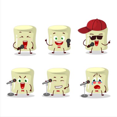 Muz şekerlemesinin ünlü bir şarkı söylediği şirin bir çizgi film konsepti. Vektör illüstrasyonu