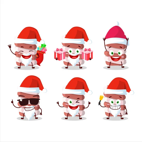 Emoticones Santa Claus Con Personaje Dibujos Animados Malvavisco Rojo Ilustración — Vector de stock
