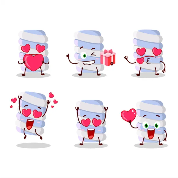 Blue Marshmallow Twist Personaje Dibujos Animados Con Amor Lindo Emoticono — Vector de stock