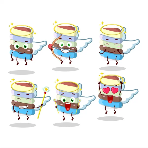 Rainbow Marshmallow Twist Σχέδια Κινουμένων Σχεδίων Ένα Χαριτωμένο Χαρακτήρα Άγγελος — Διανυσματικό Αρχείο
