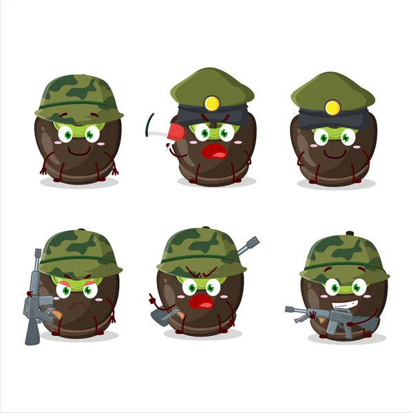 Okouzlující Voják Čokoládové Cukroví Kreslený Obrázek Přinést Zbraň Stroj Vektorová — Stockový vektor