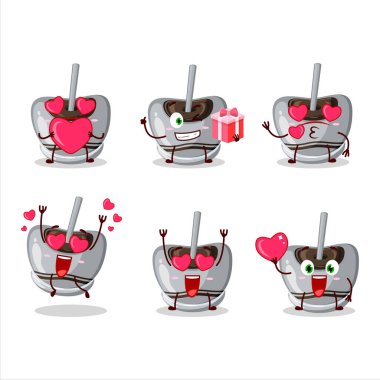 Sevgi ifadesi olan beyaz şekerli çizgi film karakteri. Vektör illüstrasyonu