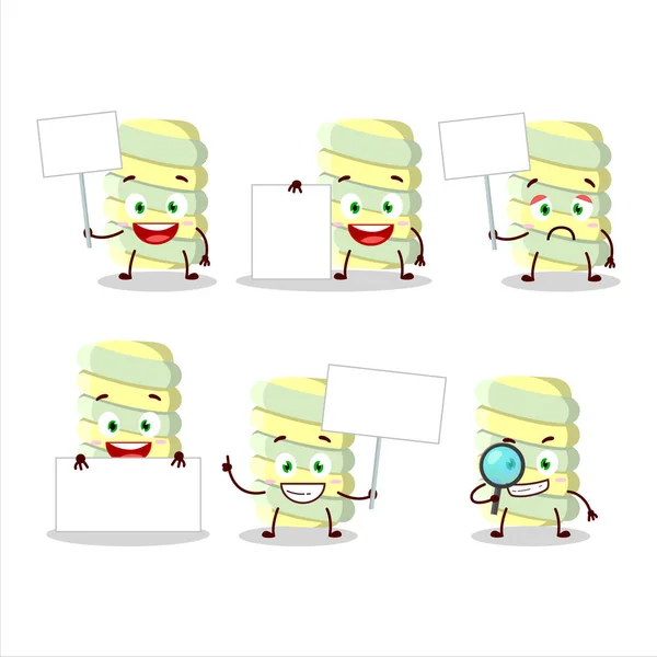 Amarelo Marshmallow Torção Personagem Cartoon Trazer Placa Informações Ilustração Vetorial — Vetor de Stock