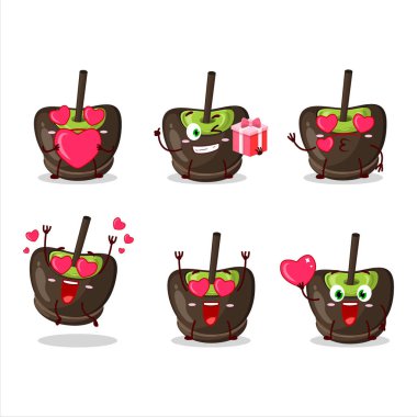 Çikolata şekerli çizgi film karakteri. Sevgi dolu bir ifade. Vektör illüstrasyonu