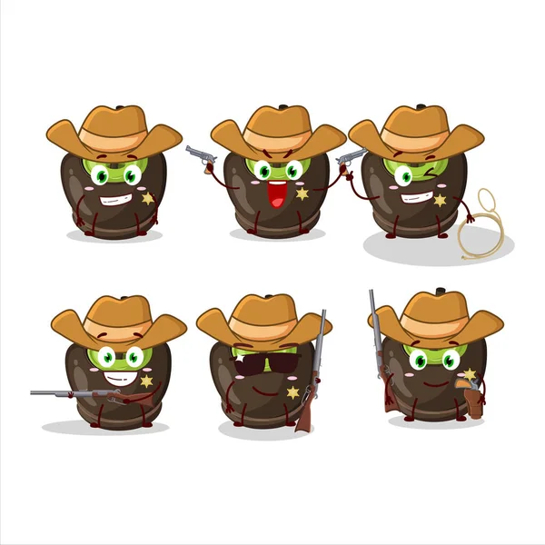 Cool Cowboy Chocolate Sugar Candy Cartoon Character Cute Hat Vector — Stock Vector