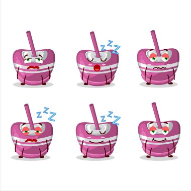 Uykulu yüzlü pembe şekerli çizgi film karakteri. Vektör illüstrasyonu