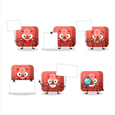 Kırmızı şekerli B çizgi film karakteri bilgi panosunu getirdi. Vektör illüstrasyonu