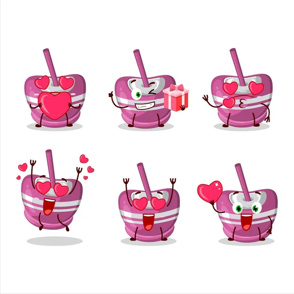 Sevgi ifadesi olan pembe şekerli çizgi film karakteri. Vektör illüstrasyonu