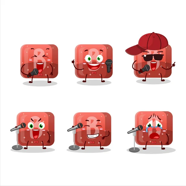 Sebuah Konsep Desain Kartun Cute Dari Permen Karet Merah Menyanyikan - Stok Vektor