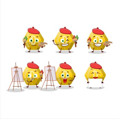 Sarı şekerli D çizgi film karakterinin fırçalı ressamı. Vektör illüstrasyonu