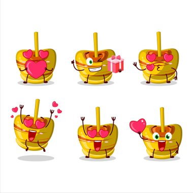 Sarı şekerli çizgi film karakteri. Sevgi dolu bir ifade. Vektör illüstrasyonu