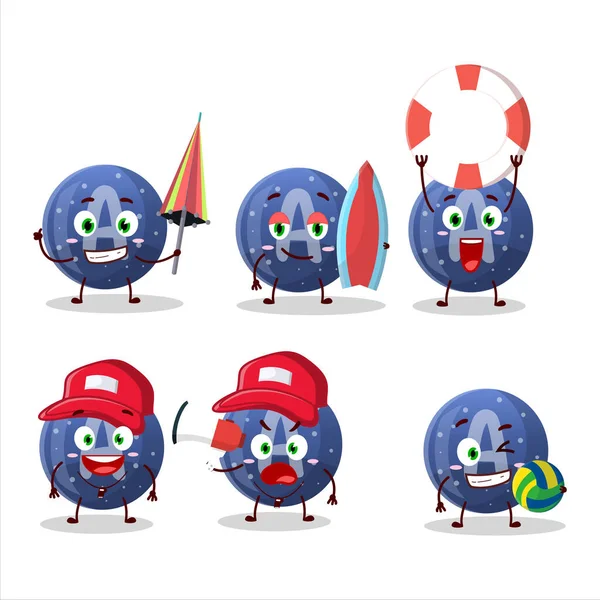 Happy Face Blue Gummy Candy Personagem Desenho Animado Que Joga — Vetor de Stock