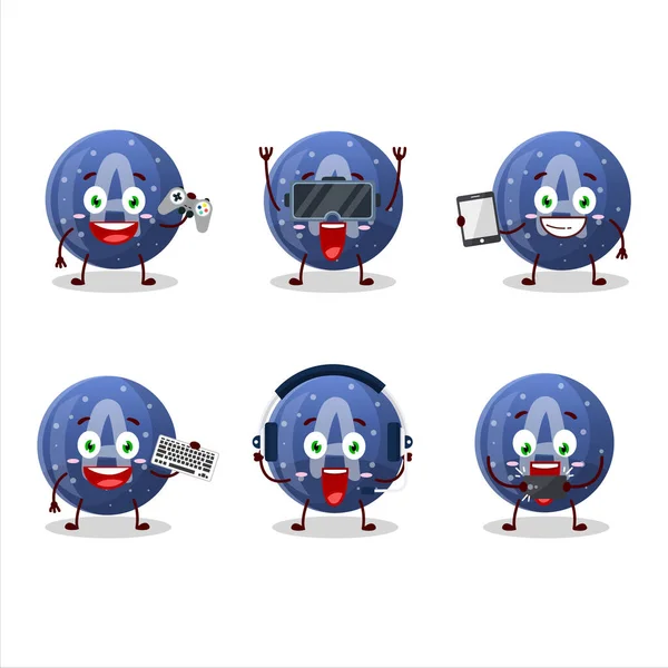 Caramelle Gommose Blu Personaggio Dei Cartoni Animati Stanno Giocando Con — Vettoriale Stock