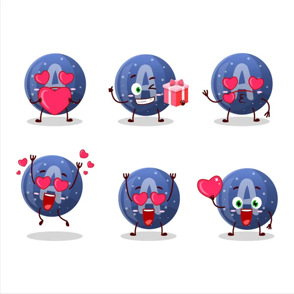 Bonbons Gommeux Bleus Personnage Dessin Animé Avec Amour Émoticône Mignon — Image vectorielle