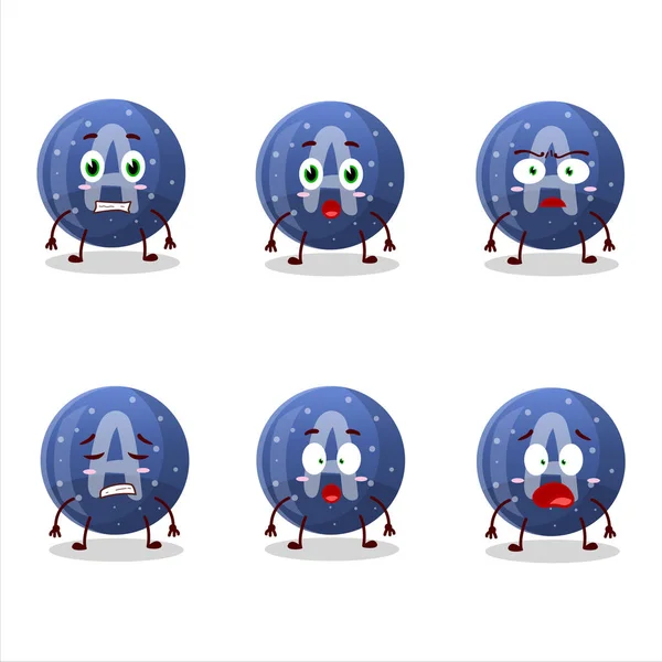 Character Cartoon Blue Gummy Candy Scared Expression Vector Illustration — Stock Vector