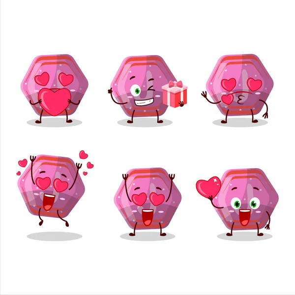 Rosa Caramelo Gomoso Personaje Dibujos Animados Con Amor Lindo Emoticono — Vector de stock