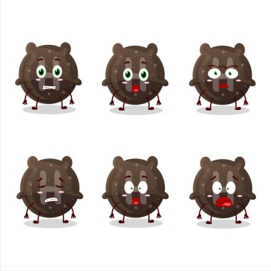 Çikolatalı sakızlı H şekeri karikatürü ve korkmuş bir ifade. Vektör illüstrasyonu