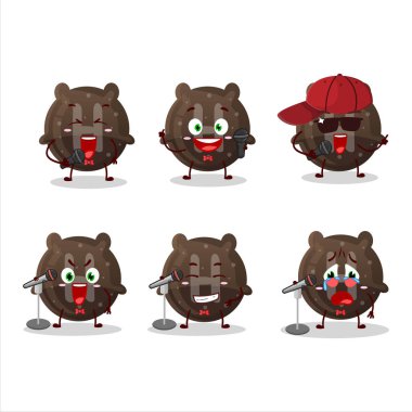 Çikolata jelibonlu H şekeri ünlü bir şarkı söylüyor. Vektör illüstrasyonu