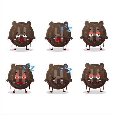 Uykulu suratlı, çikolatalı şekerleme H 'nin çizgi film karakteri. Vektör illüstrasyonu