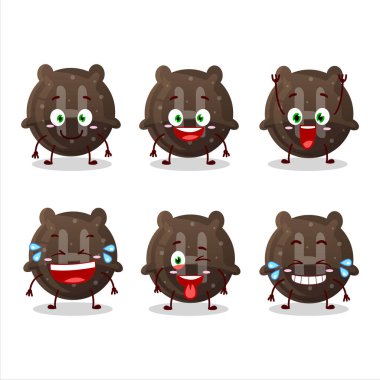 Çizgi film karakteri, çikolatalı şekerleme H ve gülümseme ifadesi. Vektör illüstrasyonu