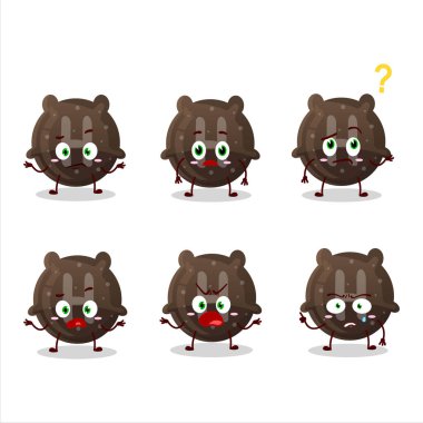 Çikolatalı şekerleme H 'nin çizgi film karakteri. Hangi ifadeyle? Vektör illüstrasyonu