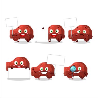 Kırmızı araba sakızlı şeker çizgi film karakteri bilgi panosunu getirdi. Vektör illüstrasyonu