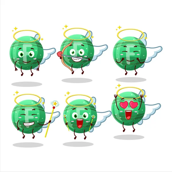 Gomme Verte Bonbons Dessins Animés Comme Personnage Ange Mignon Illustration — Image vectorielle