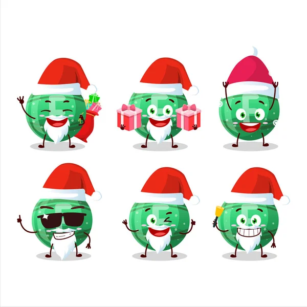 Weihnachtsmann Emoticons Mit Grünen Gummibärchen Cartoon Figur Vektorillustration — Stockvektor