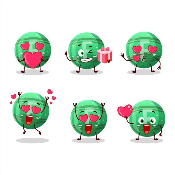 Πράσινο Καραμέλα Χαρακτήρα Κινουμένων Σχεδίων Αγάπη Χαριτωμένο Emoticon Εικονογράφηση Διανύσματος — Διανυσματικό Αρχείο