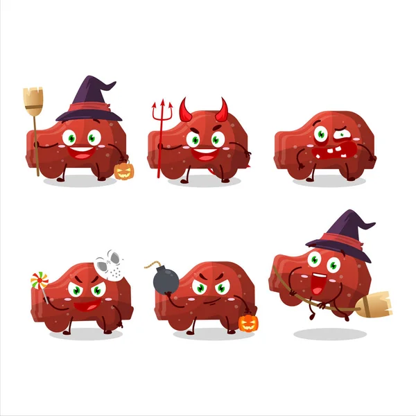 Halloween Expression Emoticons Cartoon Character Red Car Gummy Candy Vector — Stock Vector