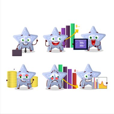 Yıldız mavisi şekerleme E karakteri ticari yatırım maskotu olarak tasarlıyor. Vektör illüstrasyonu