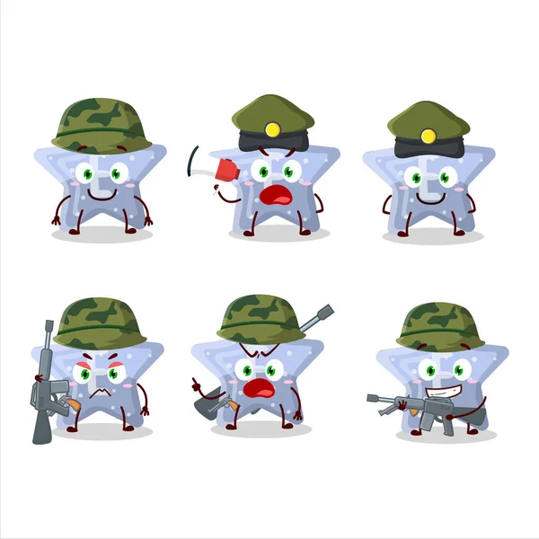 Charming Soldier Star Blue Gummy Candy Cartoon Picture Bring Gun — Stock vektor