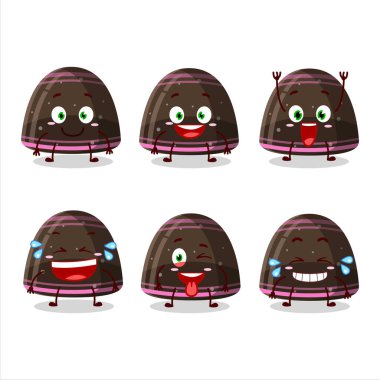 Çizgi film karakteri, yüzünde gülümseme ifadesi olan çikolatalı jelibon şekeri. Vektör illüstrasyonu