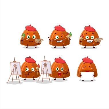 Portakallı jelibon, çizgi film karakteri ve fırçalı resim sanatçısı. Vektör illüstrasyonu