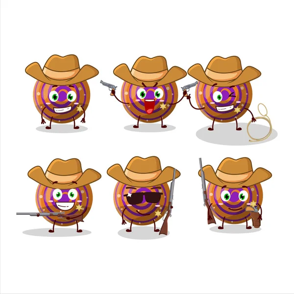 Cool Cowboy Laranja Espiral Goma Doce Personagem Desenho Animado Com — Vetor de Stock