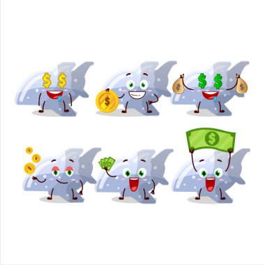 Sevimli simgesi olan uçak mavisi şekerli çizgi film karakteri para getiriyor. Vektör illüstrasyonu