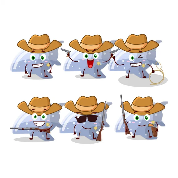 Cool Cowboy Plane Blue Gummy Candy Cartoon Character Cute Hat — Vetor de Stock