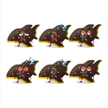 Uykulu suratlı, çikolatalı şekerin çizgi film karakteri. Vektör illüstrasyonu