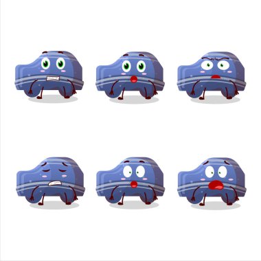 Korkak suratlı mavi araba jelibonlu şekerin karikatürü. Vektör illüstrasyonu