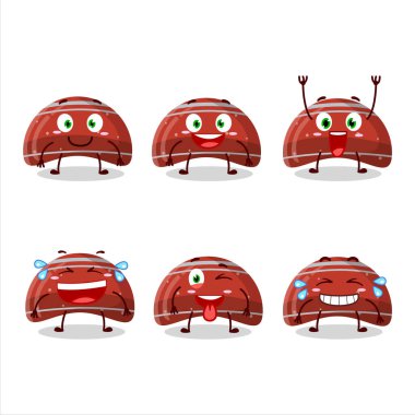 Çizgi film karakteri, yüzünde gülümseme ifadesi olan kırmızı şekerli şekerler. Vektör illüstrasyonu