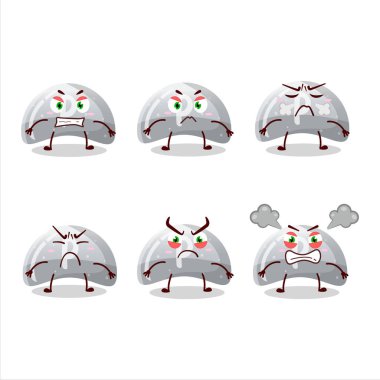 Değişik kızgın ifadeleri olan kıvrımlı beyaz şekerli çizgi film karakteri. Vektör illüstrasyonu