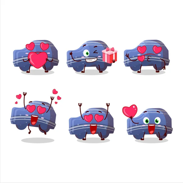 Voiture Bleue Bonbons Gommeux Personnage Dessin Animé Avec Amour Émoticône — Image vectorielle