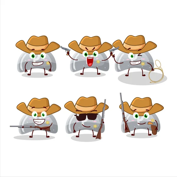 Cool Cowboy Curve White Gummy Candy Cartoon Character Cute Hat —  Vetores de Stock