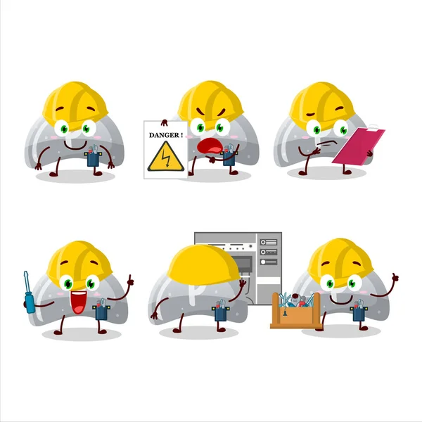 Professional Lineman Curve White Gummy Candy Cartoon Character Tools Vector — 图库矢量图片