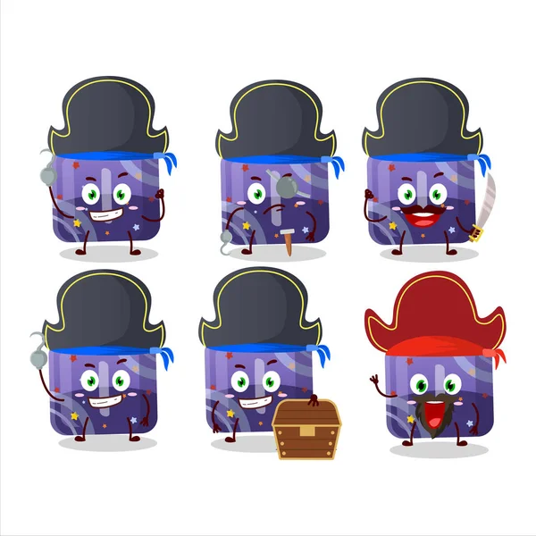 Cartoon Character Purple Gummy Candy Various Pirates Emoticons Vector Illustration — Stock vektor