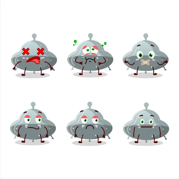 Ufo Gray Gummy Candy Cartoon Character Nope Expression Vector Illustration — Stockvektor