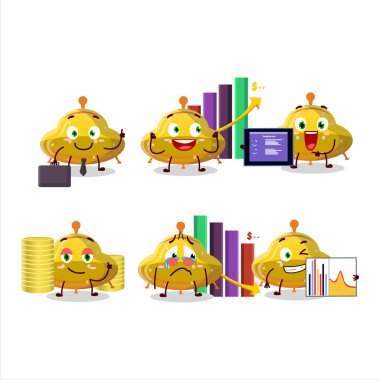 UFO sarısı şekerleme karakteri ticari yatırım maskotu olarak tasarlıyor. Vektör illüstrasyonu